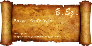 Bakay Szénia névjegykártya